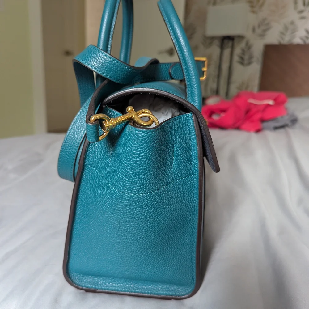 Mulberry Green Small Bayswater Satchel with Gold Hardware and Textured Leather - Picture 4 of 9